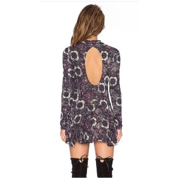 Free People Women’s Annabelle Mock Neck Long Sleeve Tunic Mini Dress Open Back - Picture 2 of 11